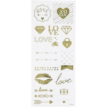 Creotime stickers Love goud 10 x 24 cm 14-delig