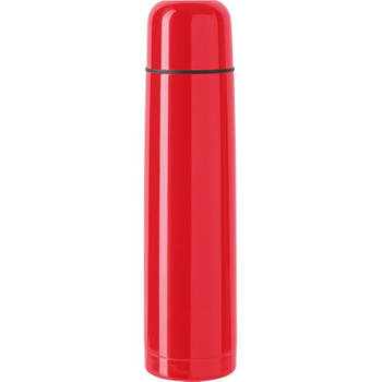 RVS thermosfles/isoleerkan 1 liter rood - Thermosflessen