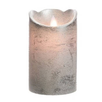 LED kaars/stompkaars zilver 12 cm flakkerend - Kerst diner tafeldecoratie - Home deco kaarsen