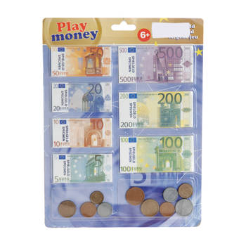 Euro speelgeld set - 90 delig - kunststof en papier - biljetten en munten - Speelgeld