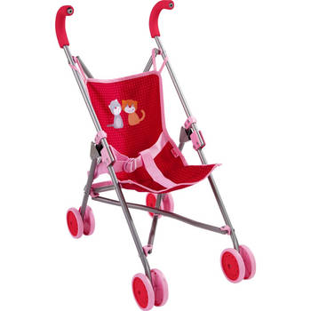 Haba Poppenbuggy Jule 63 cm rood/roze