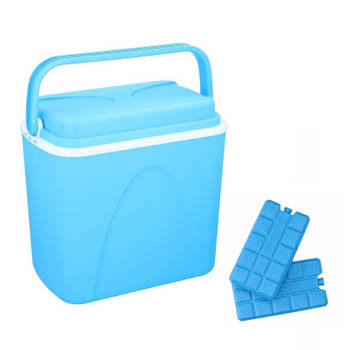 Blauwe koelboxen 24 liter inclusief 6 koelelementen - Koelboxen