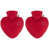 2x Warmwaterkruiken rood hartje 1 liter duurzaam materiaal - Valentijn cadeau - Kruiken