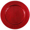 Kaarsenbord/plateau - rood - vlechtpatroon - D33 cm rond - Kaarsenplateaus