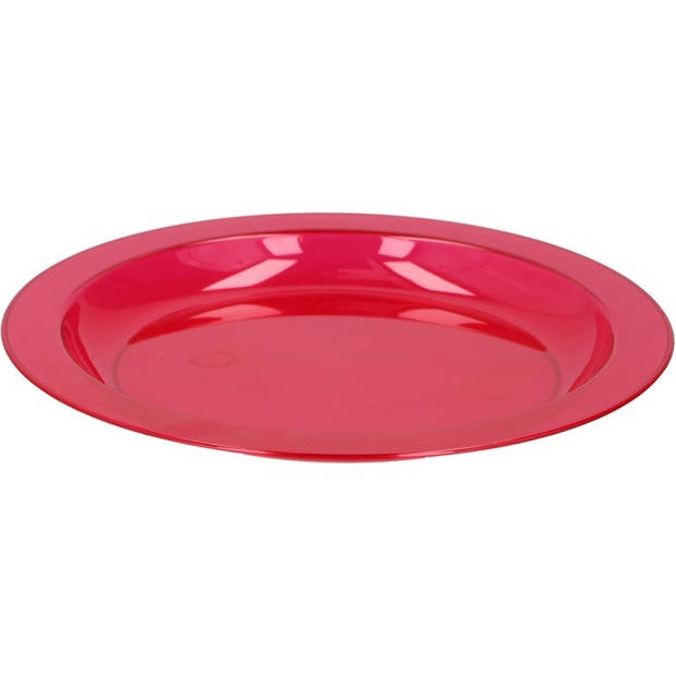 6x Rode plastic borden/bordjes 20 cm - Bordjes