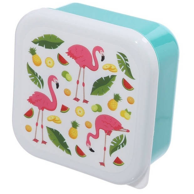 3x Voedsel opbergers bakjes tropische flamingo - Lunchboxen
