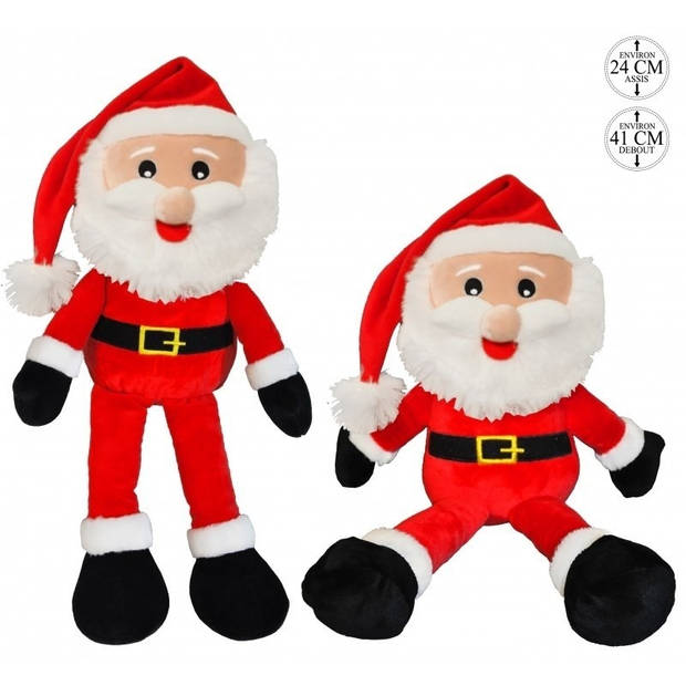 4x Kerst decoratie Kerstmannen pop van pluche 41 cm - Knuffelpop