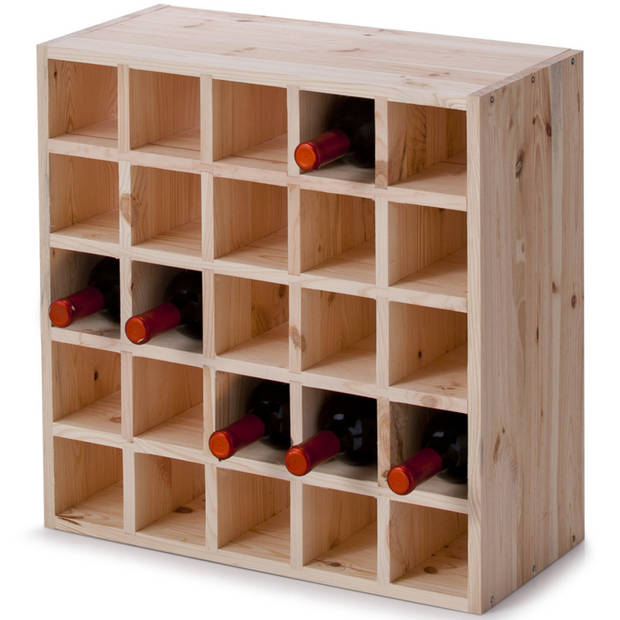 Houten wijnflessen rek/wijnrek vierkant voor 25 flessen 52 x 25 x 52 cm - Wijnrekken
