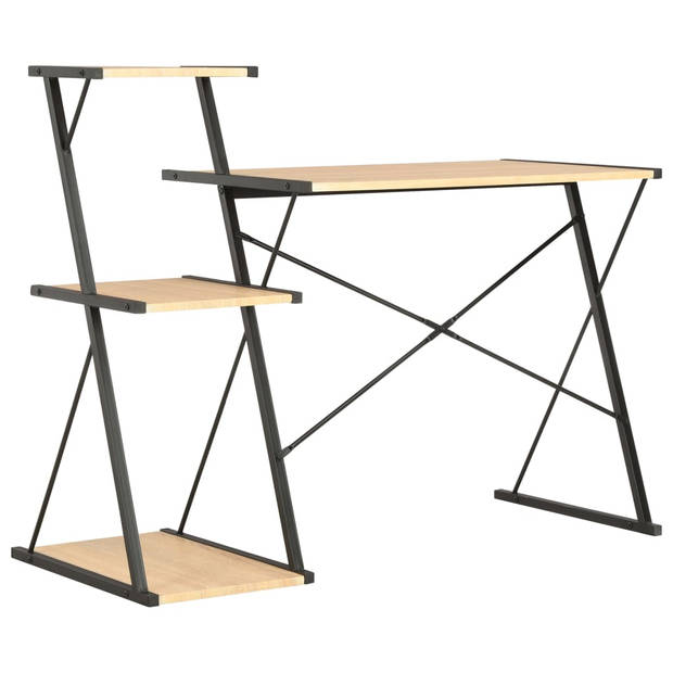 The Living Store Modern Bureau - Met Schappen - 116 x 50 x 93 cm - Zwart/Eiken - The Living Store