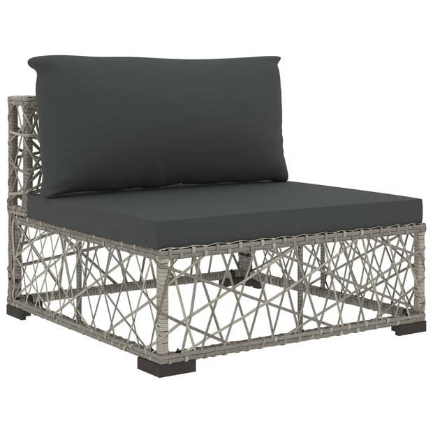 vidaXL 6-delige Loungeset met kussens poly rattan grijs