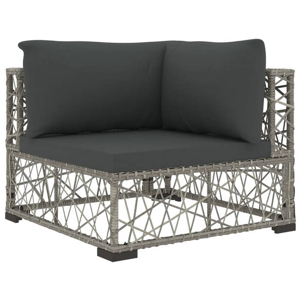 vidaXL 6-delige Loungeset met kussens poly rattan grijs