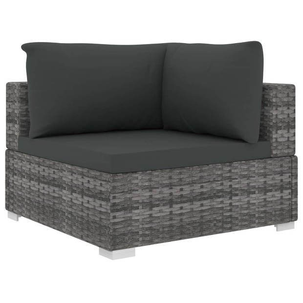 vidaXL 5-delige Loungeset met kussens poly rattan grijs