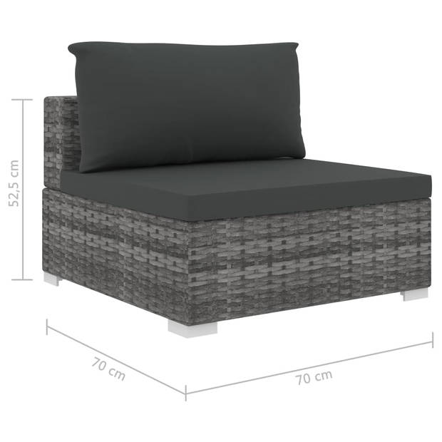 vidaXL 5-delige Loungeset met kussens poly rattan grijs