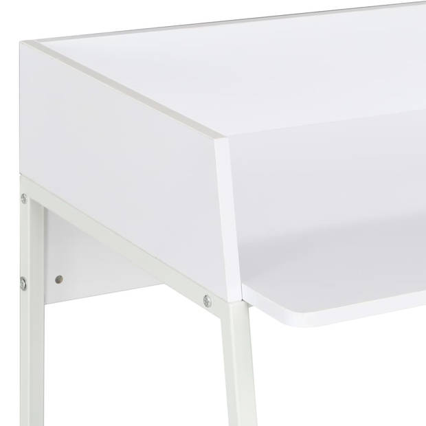 The Living Store Bureau Hoek - Wit - 90x60x88 cm - bewerkt hout en gepoedercoat staal - U-vormige poten