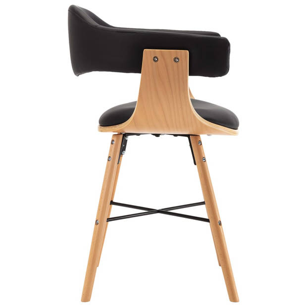 The Living Store Eetkamerstoelen - Armleuningen - Kunstleer - 52.5 x 47 x 75.5 cm - Zwart/Lichtbruin