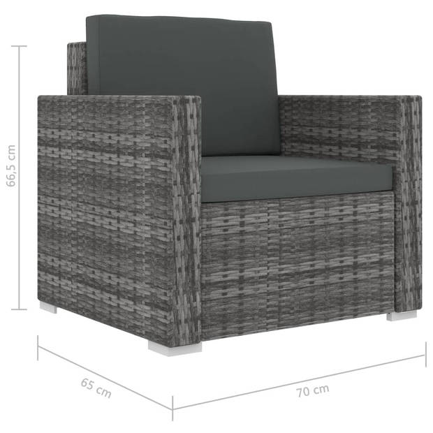 vidaXL 11-delige Loungeset met kussens poly rattan grijs