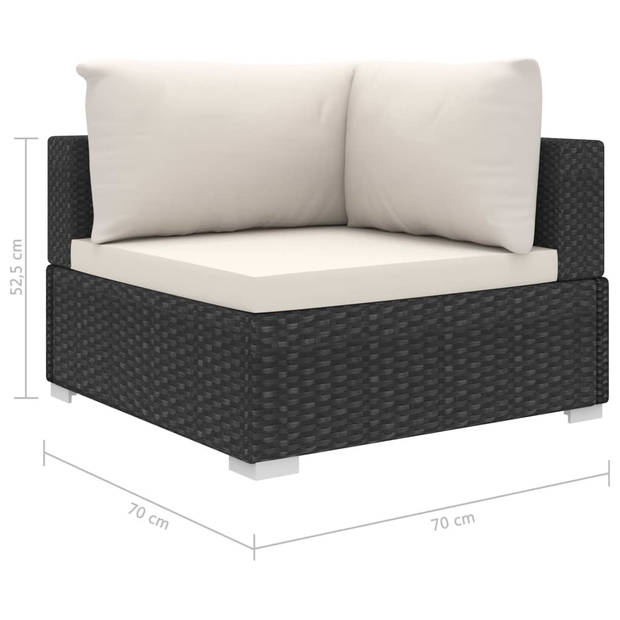 vidaXL 4-delige Loungeset met kussens poly rattan zwart