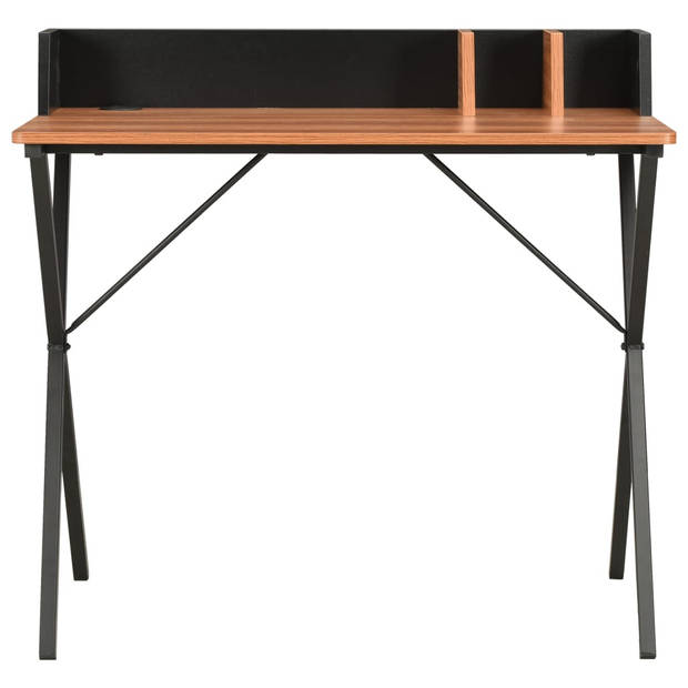 The Living Store Strakke Bureau - X - Bureau - 80 x 50 x 84 cm - Zwart/Bruin