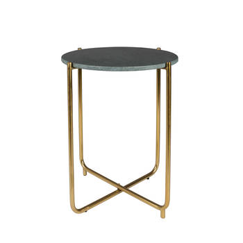 Housecraft Timpa Bijzettafel Marmer Rond 44x44 cm Groen/ Goud