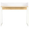 The Living Store Bureau Hoek - 90x60x88 cm - U-vormige poten - Verhoogde achterkant - Wit/Eiken