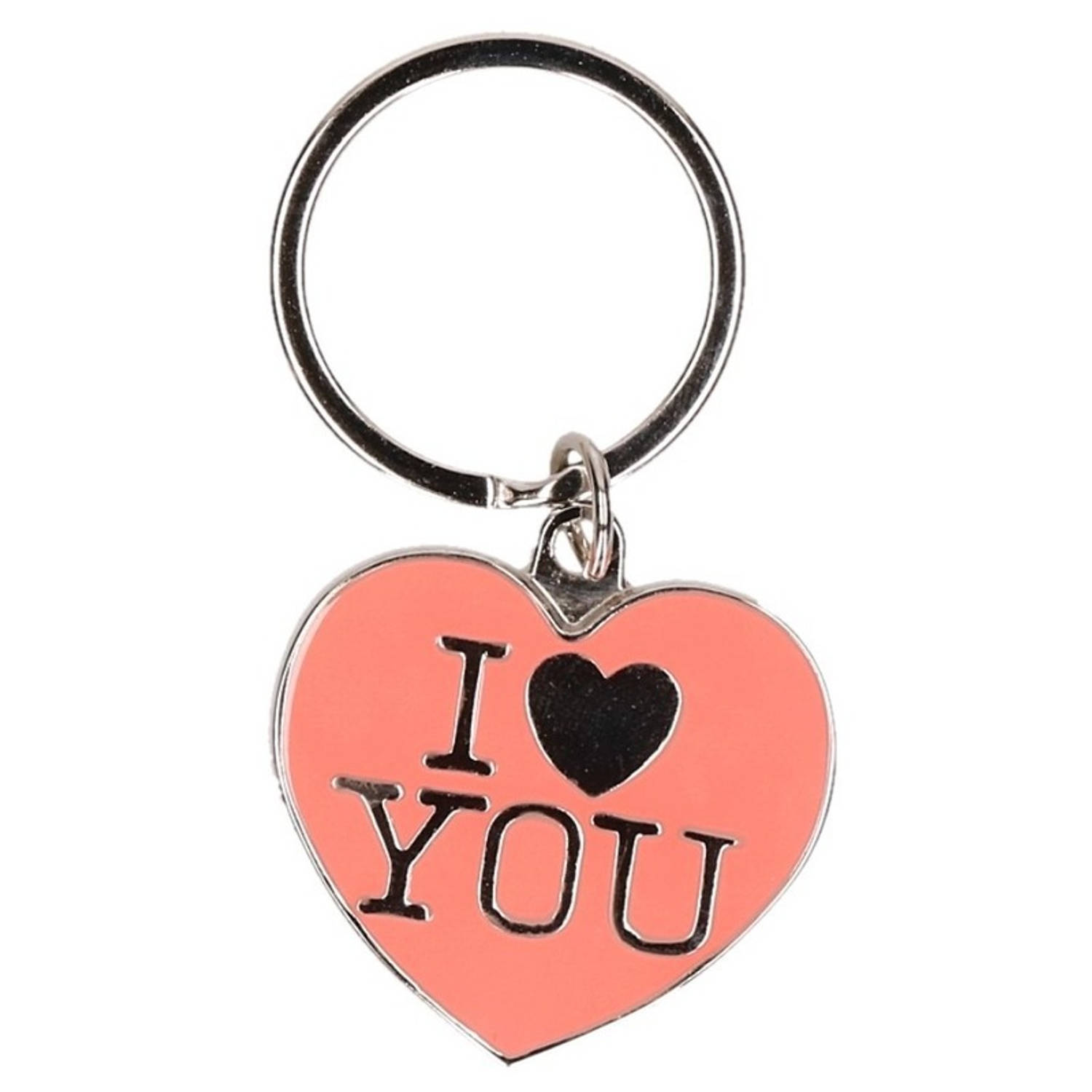 Valentijn cadeautje roze sleutelhanger I love you - Sleutelhangers