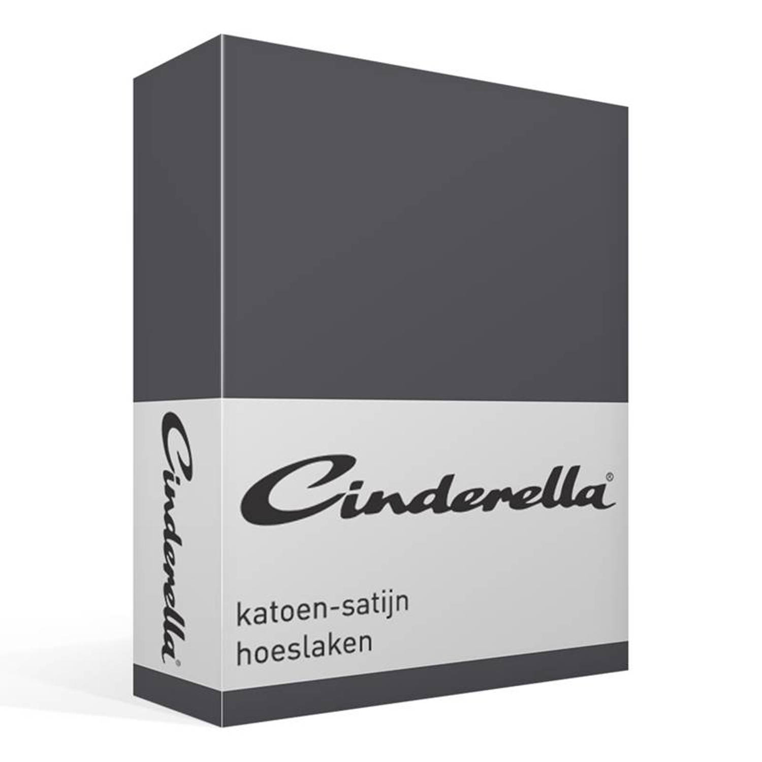 Cinderella katoen-satijn hoeslaken - 100% katoen-satijn - 2-persoons (140x210 cm) - Anthracite