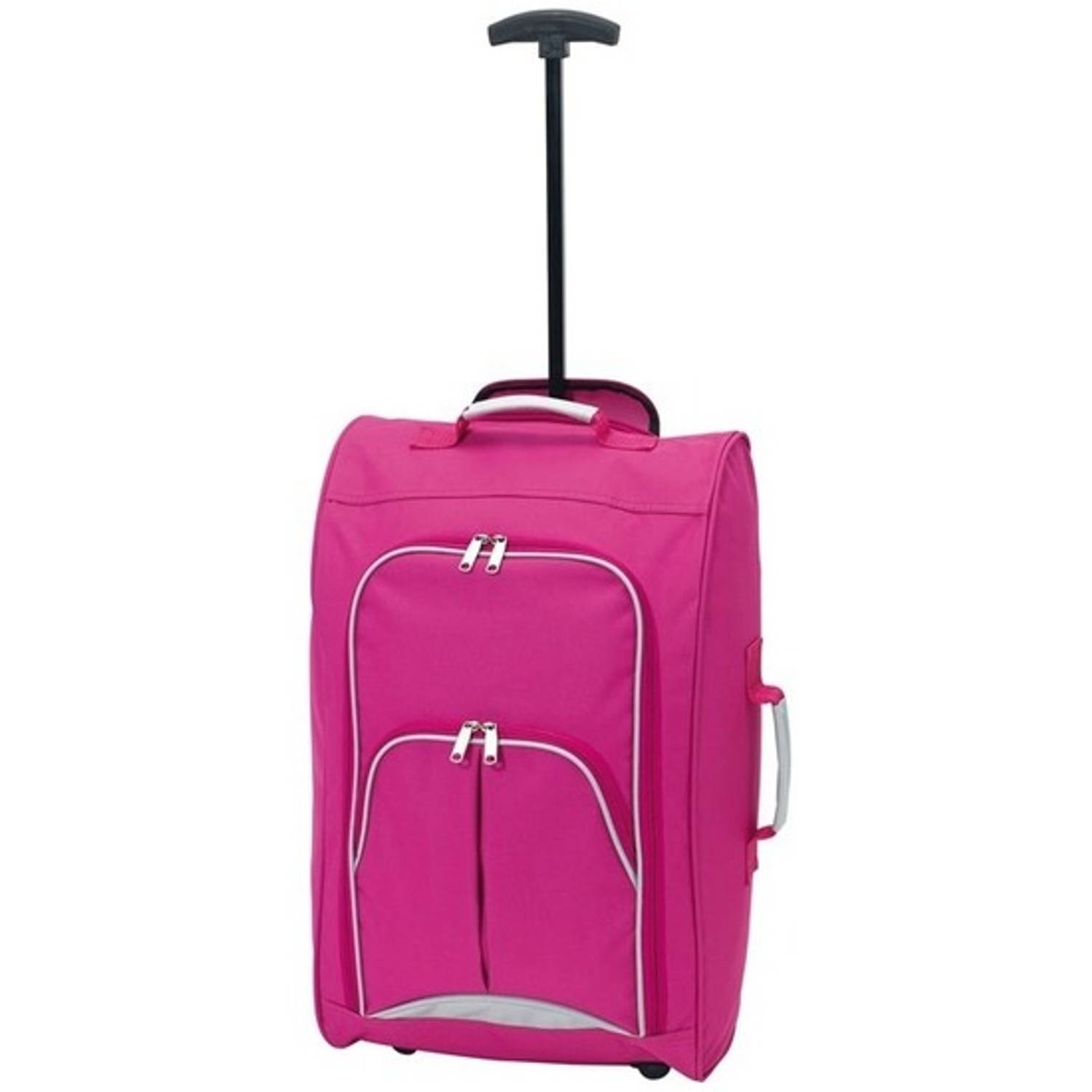 Handbagage reiskoffer-trolley roze 55 cm Reistassen op wielen