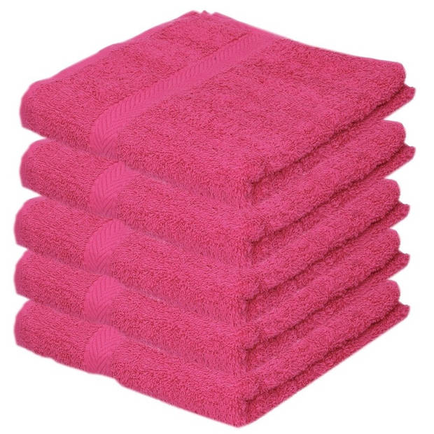 5x Badkamer/douche handdoeken fuchsia roze 50 x 90 cm - Badhanddoek