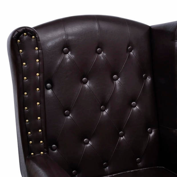 The Living Store Fauteuil Antiekbruin - Chesterfield - Kunstleer - 66x78x111cm