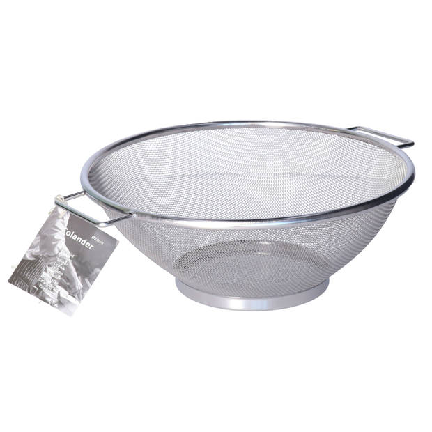 Keuken vergiet/zeef - RVS - D25 cm - zilver - voor groente/rijst/pasta - Keukenzeefjes