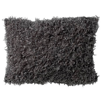 Dutch Decor - VEERA - Kussenhoes met imitatiebont Charcoal Gray 30x50 cm - antraciet