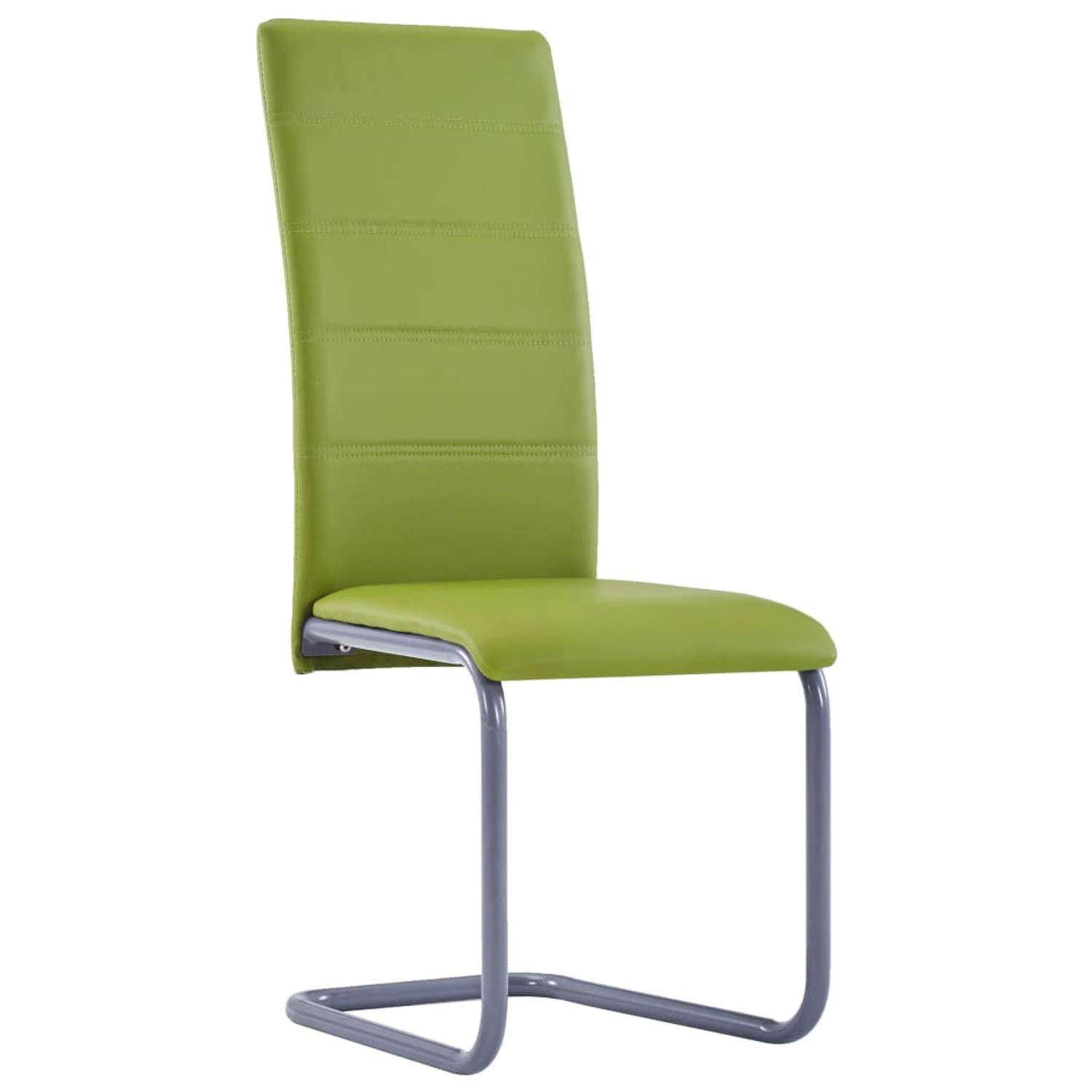 The Living Store Eetkamerstoelen Groen - Kunstleren bekleding - Stalen frame - 41x52.5x102.5 cm (BxDxH)