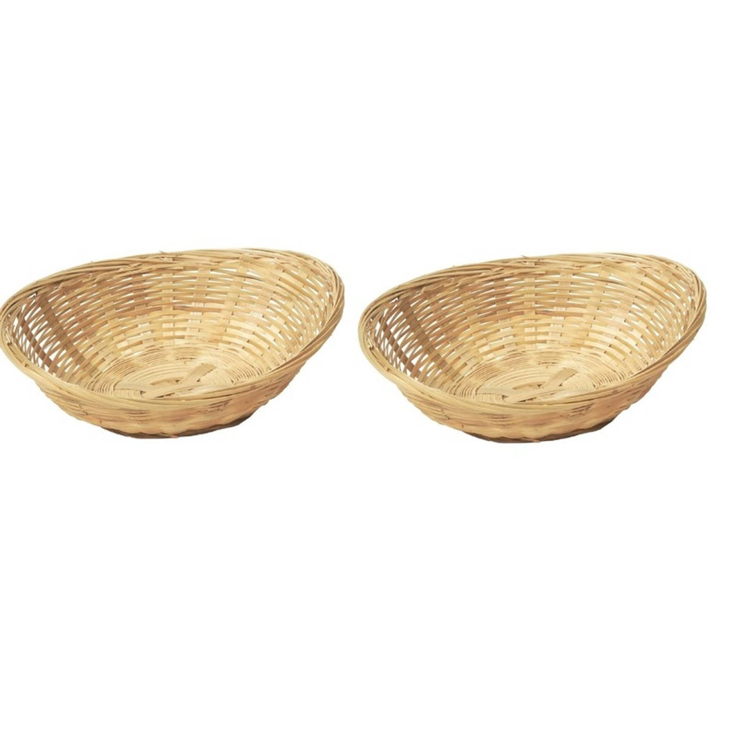 2x Ovale Rieten-bamboe Mand-schaal 22 X 17 X 7 Cm Keuken Artikelen Fruitschalen-manden Huis Decorati