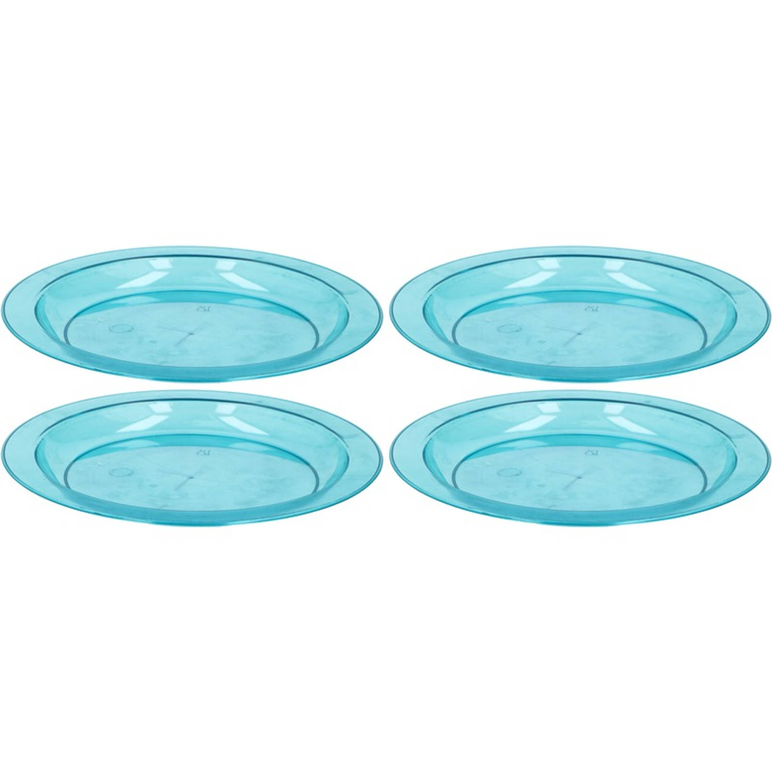4x Blauwe plastic borden/bordjes 20 - Bordjes Blokker