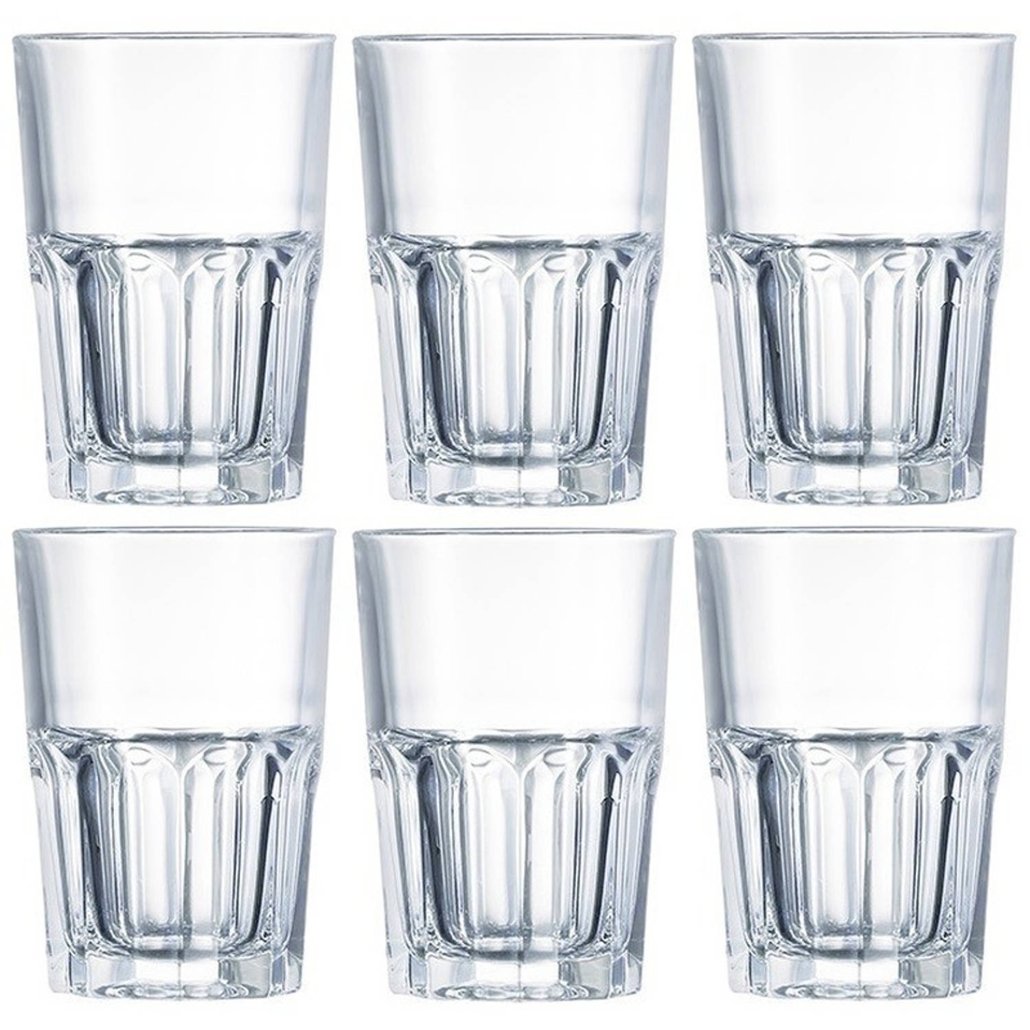 6x Drinkglazen/waterglazen transparant 400 ml - Limonade/sap glas 6 stuks