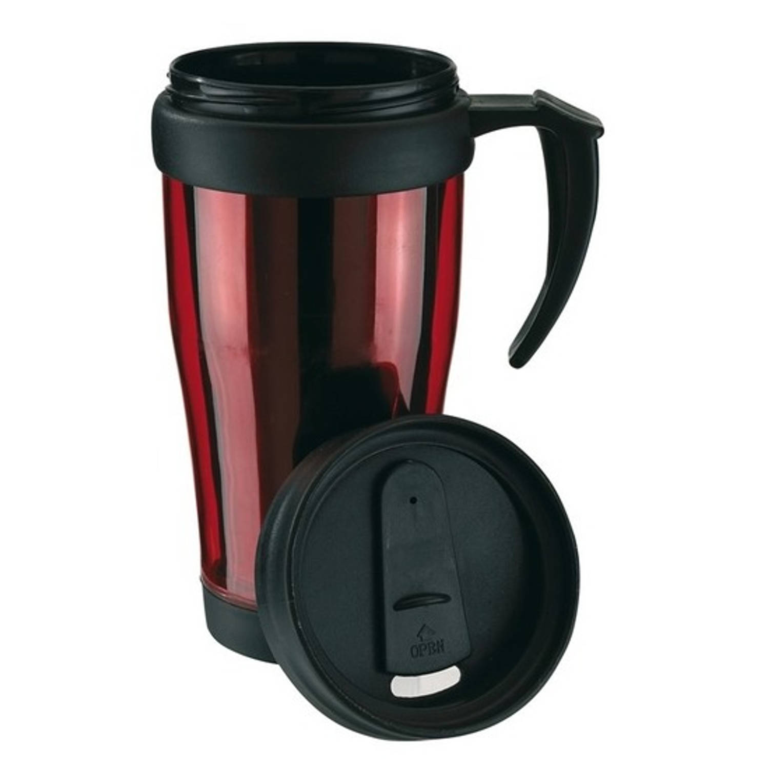 Thermosbeker-warmhoudbeker Rood-zwart 400 Ml Thermo Koffie-thee Bekers Dubbelwandig Met Schroefdop
