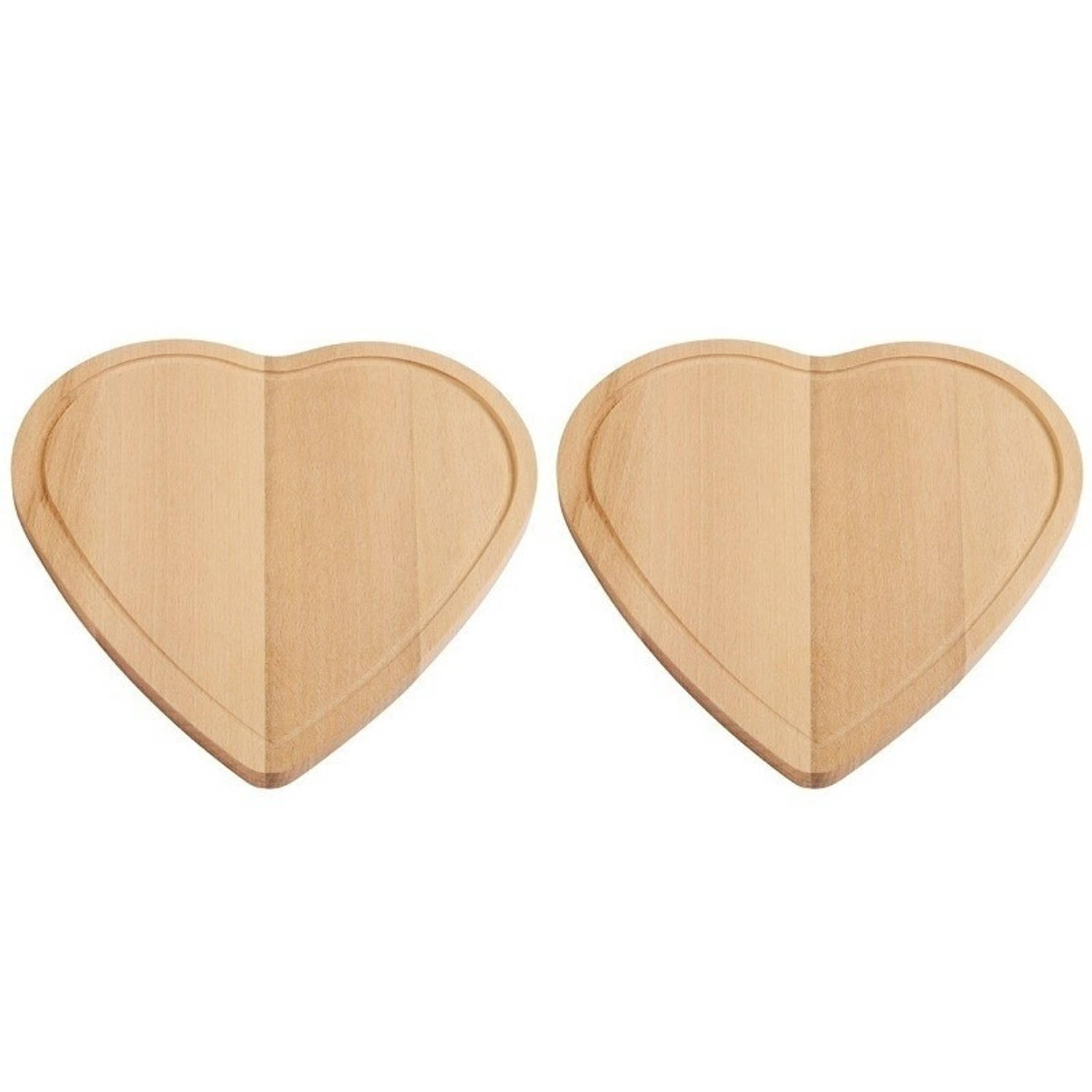 2x Hartvormige Natuurlijk Houten Snijplanken 16 Cm Snijplank-serveerplank-broodplank Valentijn