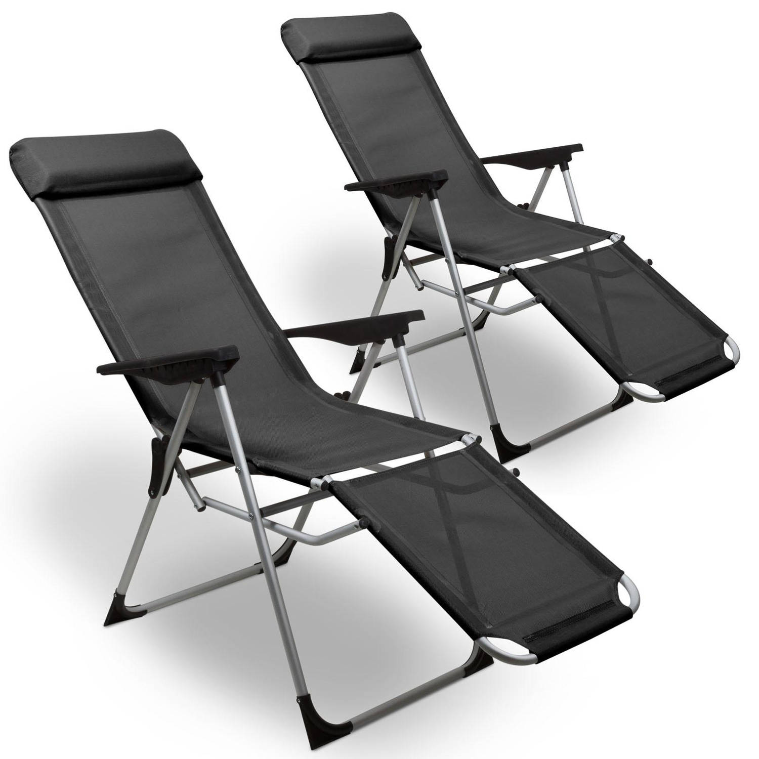 4Goodz 2x Ventilerende Relaxstoelen in 5 Standen verstelbaar - Grijs