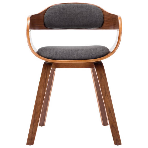 The Living Store Eetkamerstoelen - Set van 6 - Donkergrijs - Gebogen Houten Frame - 49x51x70cm