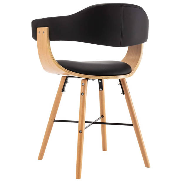 The Living Store Eetkamerstoelen - Armleuningen - Kunstleer - 52.5 x 47 x 75.5 cm - Zwart/Lichtbruin