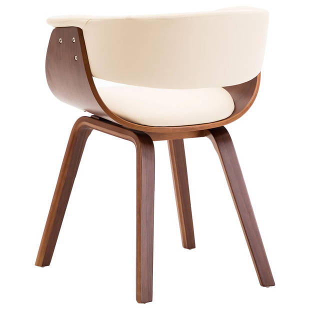 The Living Store Eetkamerstoelenset - Crème/Bruin - Kunstleer - Gebogen Hout - 6 Stoelen - 59.5x51x72cm