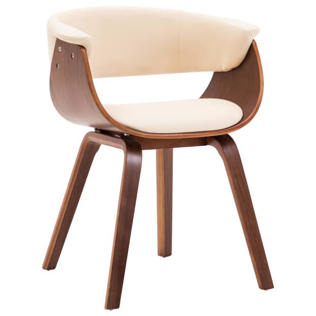 The Living Store Eetkamerstoelenset - Crème/Bruin - Kunstleer - Gebogen Hout - 6 Stoelen - 59.5x51x72cm