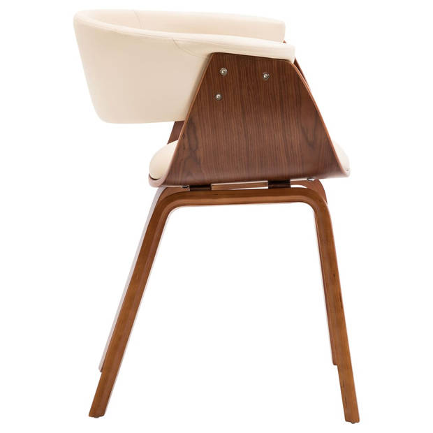 The Living Store Eetkamerstoelenset - Crème/Bruin - Kunstleer - Gebogen Hout - 6 Stoelen - 59.5x51x72cm