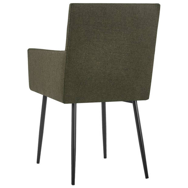 vidaXL Eetkamerstoelen 2 st met armleuningen stof bruin