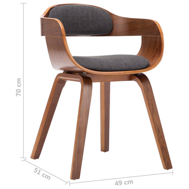 The Living Store Eetkamerstoelen - 2 Keukenstoelen met Armleuningen - Donkergrijs - 49x51x70 cm