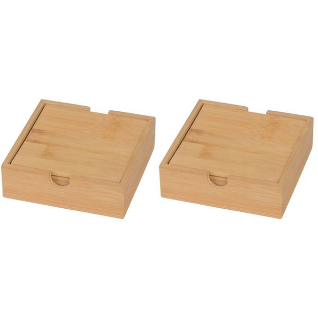 Vierkante bamboe houten onderzetters 8 stuks 10 cm - Glazenonderzetters