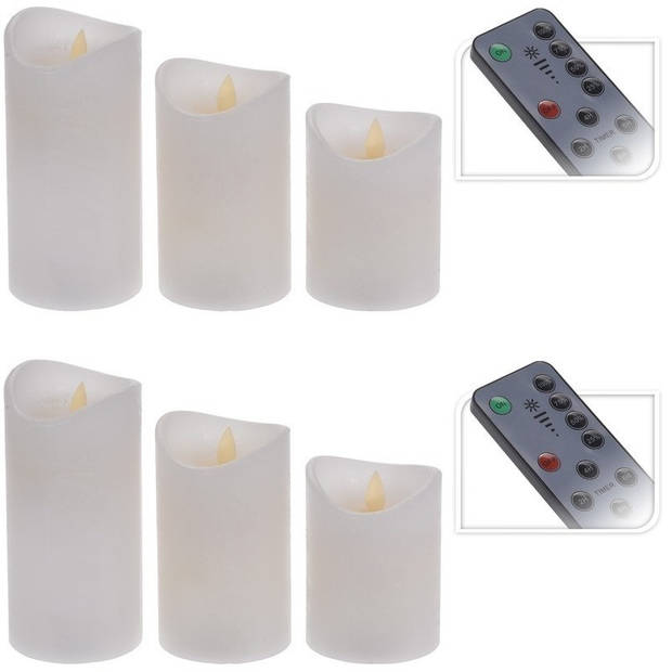 6x Led stompkaars wit met timer - LED kaarsen