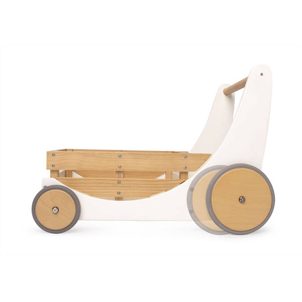 Kinderfeets 2-in-1 houten opbergkar & loopwagen - Wit