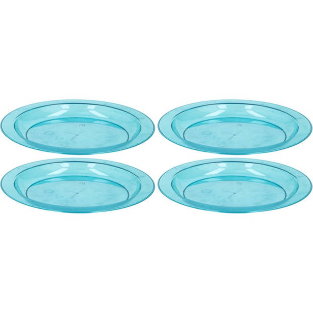 4x Bordje plastic blauw 20 cm kunststof/plastic - Bordjes