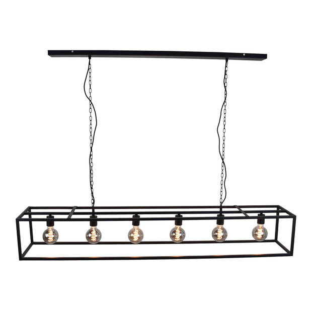 Lamponline Hanglamp Frame 6 lichts L 160 cm B 25 cm zwart